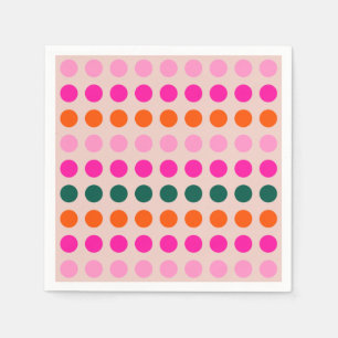 Mid Century Modern Colourful Geometric Polka Dots Napkin