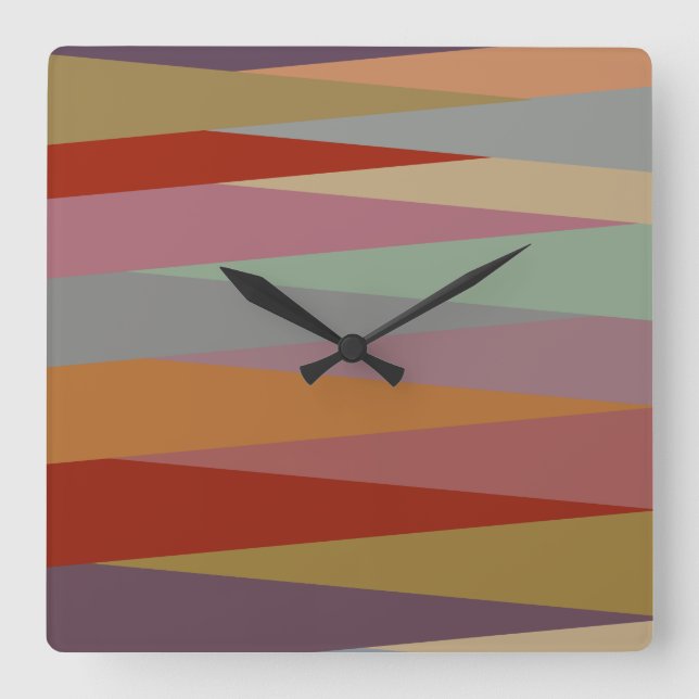Mid-Century Modern Colourful triangles  Square Wall Clock (Front)