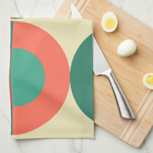 Mid-Century Modern Coral Mint Kitchen Towel