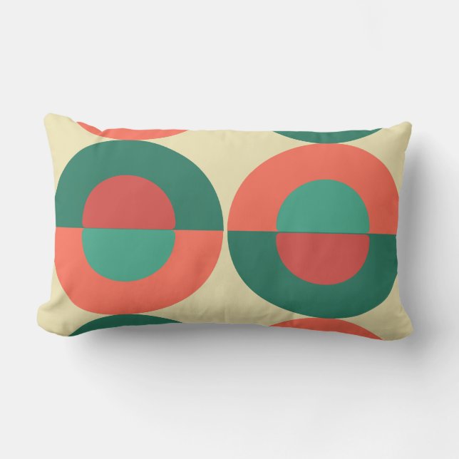 Mid-Century Modern Coral Mint   Lumbar Pillow (Front)
