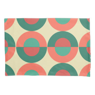 Mid-Century Modern Coral Mint Pillowcase