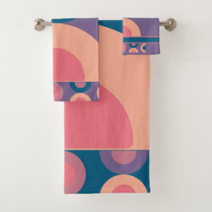 Mid-Century Modern Coral Sea Bath Towel Set