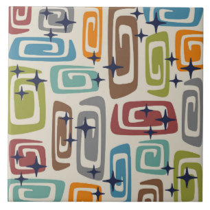 Mid Century Modern Cosmic Galaxies Tile