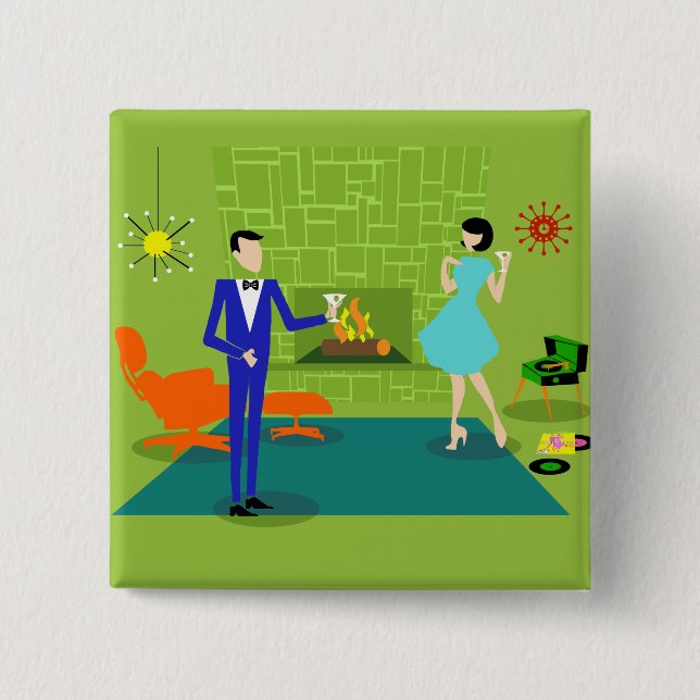 Mid Century Modern Couple Button (Front)
