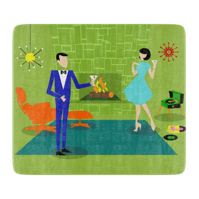 Mid Century Modern Couple Cutting Board (Front)