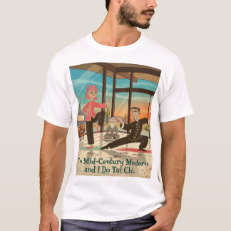Mid-Century modern couple doing tai chi. T-Shirt