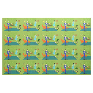 Mid Century Modern Couple Fabric