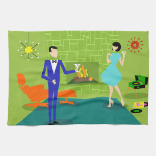 Mid Century Modern Couple Kitchen Towels