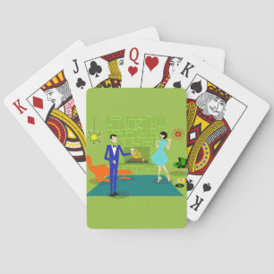 Mid Century Modern Couple Playing Cards