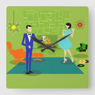 Mid Century Modern Couple Wall Clock