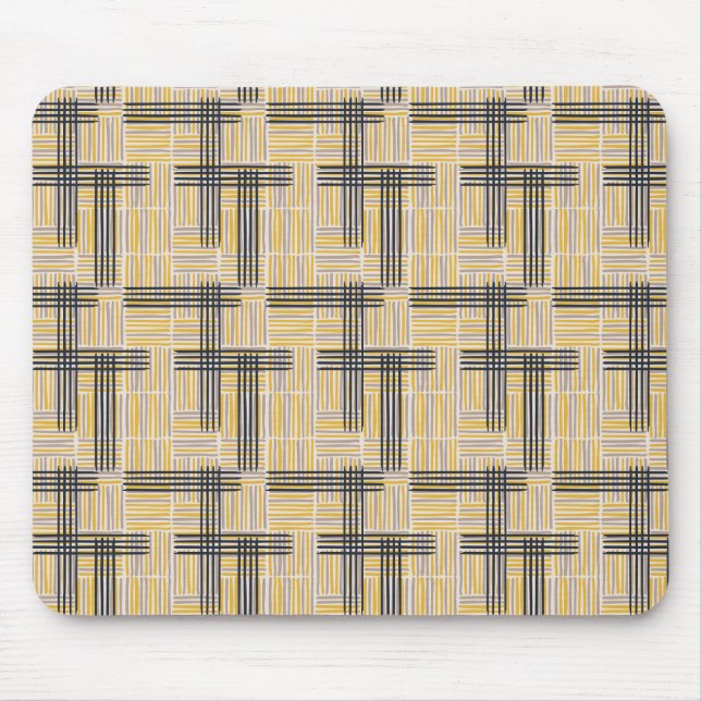 Mid-Century Modern Cross Stripe Pattern Mouse Pad (Front)