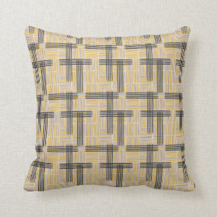 Mid-Century Modern Cross Stripe Pattern Throw Pillow
