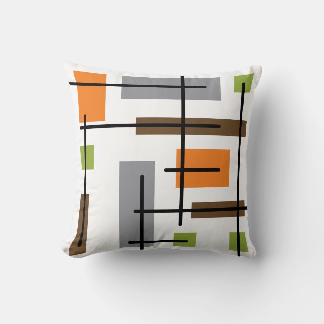 Mid Century Modern Cubicle Art Throw Pillow (Front)