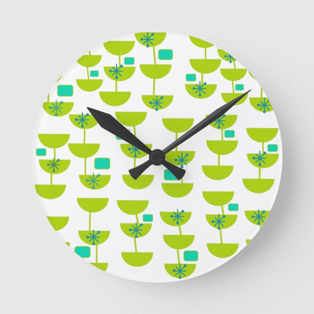 Mid-Century Modern Cups  Round Clock (Front)