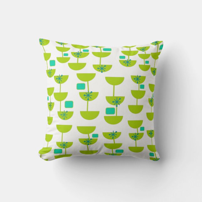 Mid-Century Modern Cups Throw Pillow (Front)