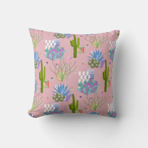 Mid Century Modern Desert Landscape l Any Colour Throw Pillow