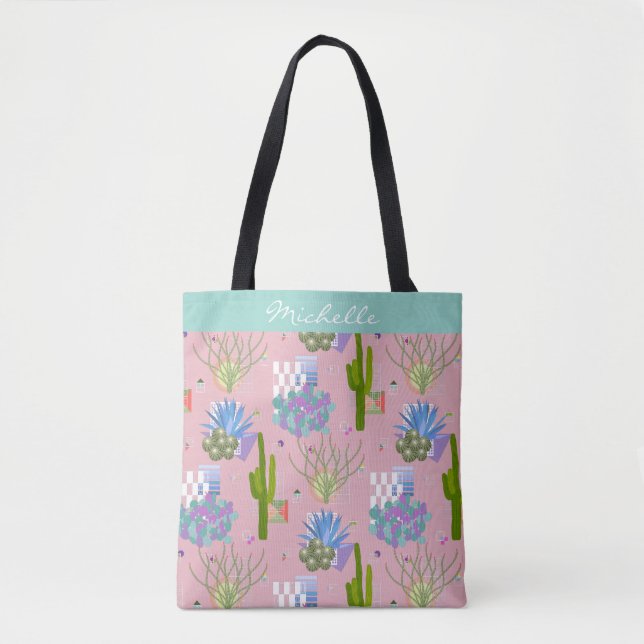 Mid Century Modern Desert Landscape l Any Colour Tote Bag (Front)