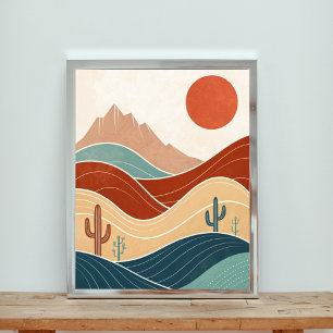  Mid-Century Modern Desert Landscape Poster