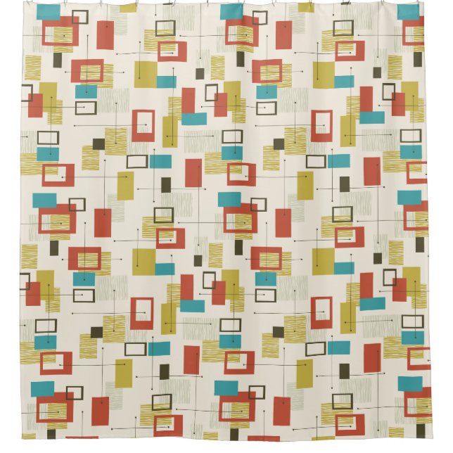 Mid Century Modern Design Shower Curtain (Front)