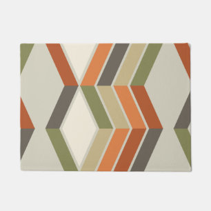 Mid Century Modern Diagonal Stripes Green Orange Doormat