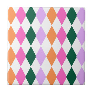 Mid Century Modern Diamond Pattern Colorful Retro  Tile