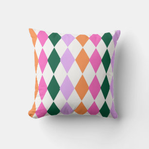 Mid Century Modern Diamond Pattern Colourful BOHO Throw Pillow
