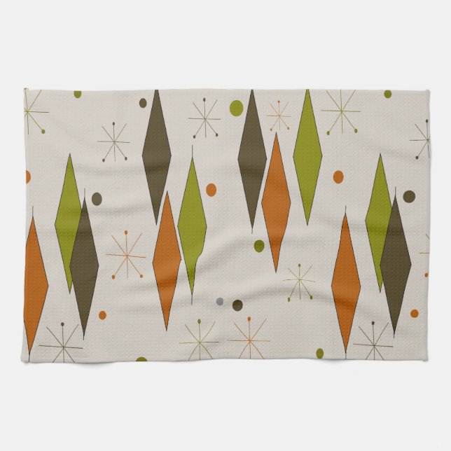 Mid-Century Modern Diamond Pattern Kitchen Towel (Horizontal)