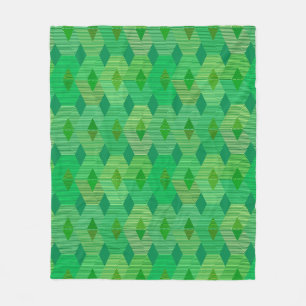 Mid-Century Modern Diamond Print, Jade Green Fleece Blanket