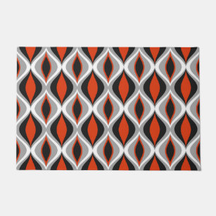 Mid-Century Modern Diamonds, Black and Rust Red Doormat