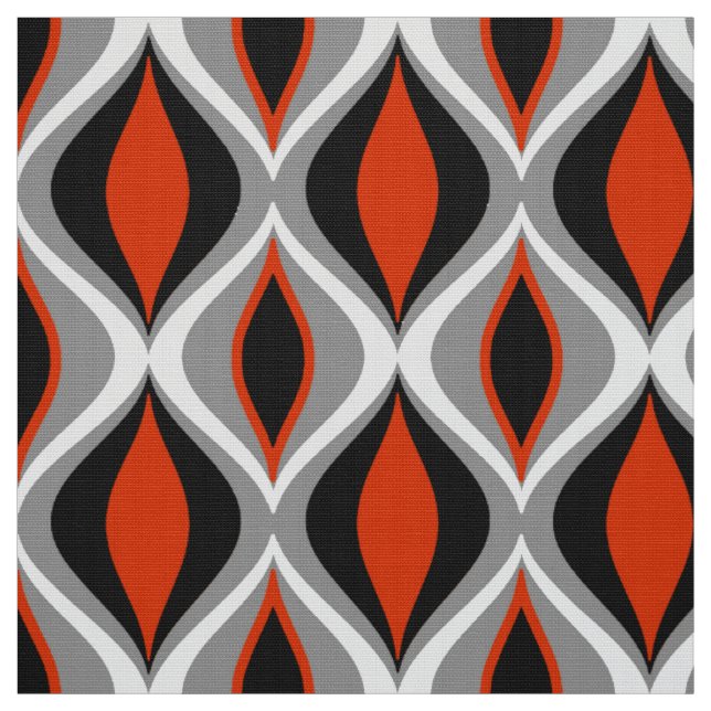 Mid-Century Modern Diamonds, Black and Rust Red Fabric (Swatch)