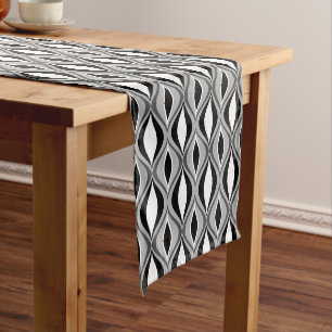 Mid-Century Modern Diamonds, Black, White and Grey Short Table Runner