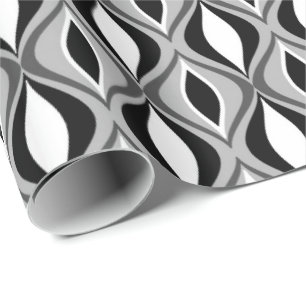 Mid-Century Modern Diamonds, Black, White and Grey Wrapping Paper