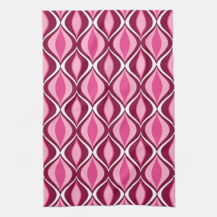 Mid-Century Modern Diamonds, Burgundy & Pink Kitchen Towel