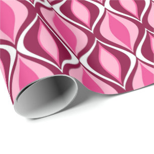 Mid-Century Modern Diamonds, Burgundy & Pink Wrapping Paper