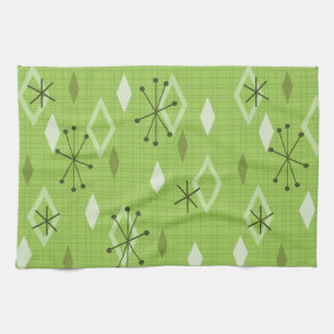 Mid Century Modern Diamonds Chartreuse Kitchen Towel
