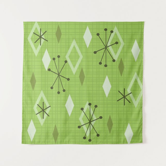 Mid Century Modern Diamonds Chartreuse Tapestry (Front)