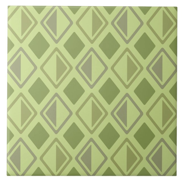 Mid Century Modern Diamonds Chartreuse Tile (Front)
