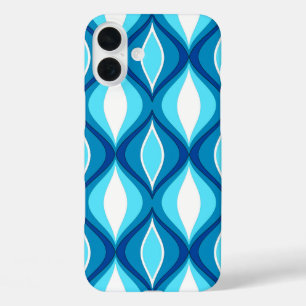 Mid-Century Modern Diamonds, Denim Blues iPhone 16 Plus Case