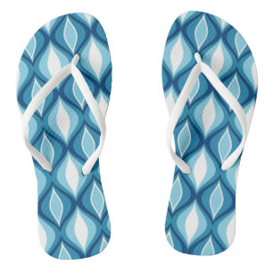 Mid-Century Modern Diamonds, Denim Blues Flip Flops