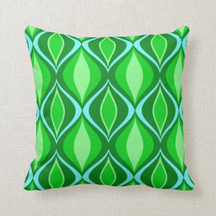Mid-Century Modern Diamonds, Emerald Green Throw Pillow