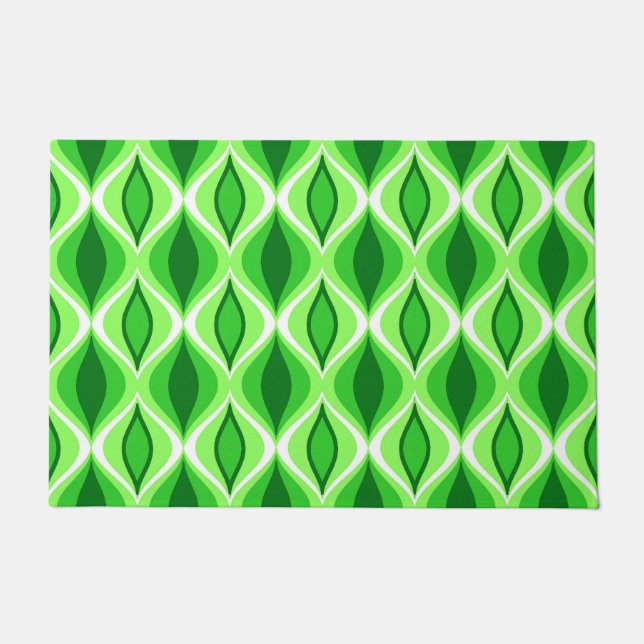 Mid-Century Modern Diamonds, Emerald & Lime Green Doormat (Front)
