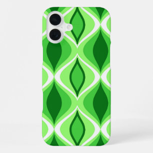 Mid-Century Modern Diamonds, Emerald & Lime Green iPhone 16 Plus Case