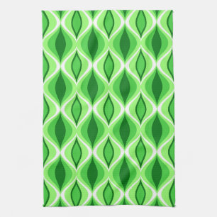 Mid-Century Modern Diamonds, Emerald & Lime Green Kitchen Towel