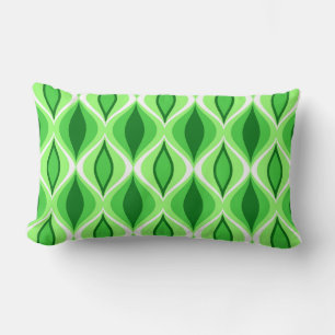Mid-Century Modern Diamonds, Emerald & Lime Green Lumbar Pillow