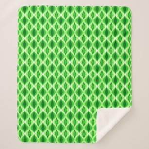 Mid-Century Modern Diamonds, Emerald & Lime Green Sherpa Blanket