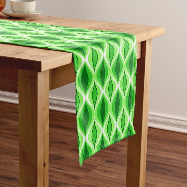 Mid-Century Modern Diamonds, Emerald & Lime Green  Short Table Runner (In Situ)