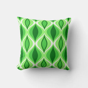 Mid-Century Modern Diamonds, Emerald & Lime Green Throw Pillow