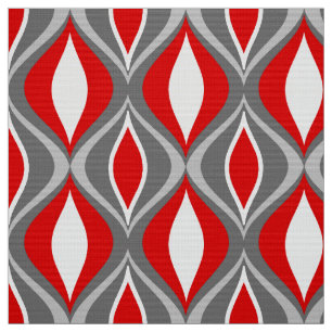 Mid-Century Modern Diamonds, Grey / Grey & Red Fabric