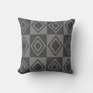 Mid Century Modern Diamonds Grey Throw Pillow