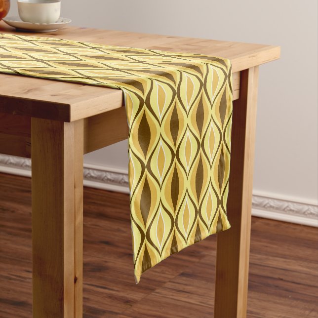 Mid-Century Modern Diamonds, Mustard Gold  Short Table Runner (In Situ)